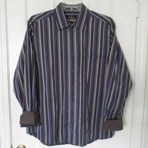 Bugatchi Mens L/S Cotton Stripe Button Down Casual Shirt - Size 17/35-36 or XL